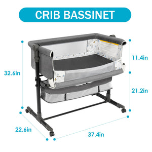 YADAQE Baby Bassinet, Baby Basinet Bedside Sleeper, Easy to Fold Portable Crib Side Bassinet 2024new Style Girl/boy bassinets (Dark Gray)