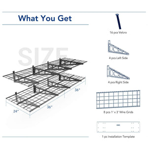 FLEXIMOUNTS 2-Pack 2x6ft Garage Shelving 24-inch-by-72-inch Wall Shelf Garage Storage Rack Floating Shelves, Black