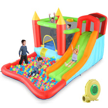 Load image into Gallery viewer, HYPOAI Bounce House,Inflatable Bounce Castle with Blower for Kids 3-12,Outdoor/Indoor Bouncy House Water Park for Backyard with Splash Slide,Climbing Wall,Ball Pit,Jumping Area (146&quot; x 103&quot; x 73&quot;)
