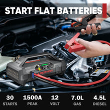 Load image into Gallery viewer, LOKITHOR JA300 Jump Starter with Air Compressor, 1500Amp 12V Portable Car Battery Booster Pack for Upto 7.0L Gas or 4.5L Diesel, 150 PSI Tire Inflator with Digital Screen, 24 Months Ultra-Long Standby
