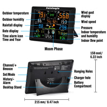 Load image into Gallery viewer, Sainlogic WiFi Weather Station, 8.3 inch Large Display Wireless Weather Station, Weather Station Wireless Indoor Outdoor with Rain Gauge and Wind Speed, Weather Forecast, Wind Gauge, Wunderground
