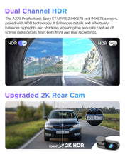 Load image into Gallery viewer, VIOFO A229 Pro 4K HDR Dash Cam, Dual STARVIS 2 IMX678 IMX675, 4K+2K Front and Rear Car Camera, 2 Channel with HDR, Voice Control, 5GHz WiFi GPS, Night Vision 2.0, 24H Parking Mode, Support 512GB Max
