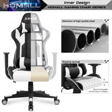 Load image into Gallery viewer, Homall Gaming Chair, Office Chair High Back Computer Chair Leather Desk Chair Racing Executive Ergonomic Adjustable Swivel Task Chair with Headrest and Lumbar Support (White)
