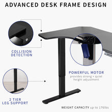 Load image into Gallery viewer, VIVO Electric Height Adjustable L Shaped 58 x 35 inch Corner Standing Desk, Black Reversible Table Top, Black Frame, Workstation with Memory Control Pad, DESK-KIT-1BRB
