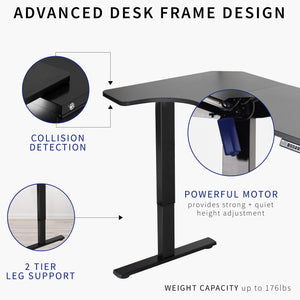 VIVO Electric Height Adjustable L Shaped 58 x 35 inch Corner Standing Desk, Black Reversible Table Top, Black Frame, Workstation with Memory Control Pad, DESK-KIT-1BRB