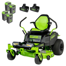 Load image into Gallery viewer, Greenworks 60V 42” Cordless Electric CrossoverZ Zero Turn Riding Mower, (4) 8.0Ah Batteries and (2) Dual Port Turbo Chargers
