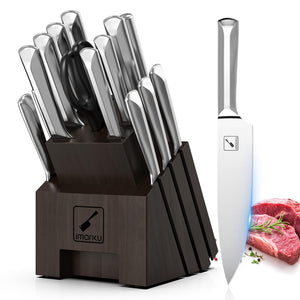 imarku Knife Set, 16 PCS High Carbon Japanese Stainless Steel Knife Sets for Kitchen with Block, Ultra Sharp Kitchen Knife Set with Sharpener Chef Knife Set, Dishwasher Safe, Best Gifts