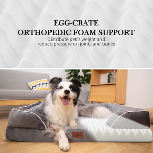 Comfort Expression Waterproof Orthopedic Foam Dog Beds for Extra Large Dogs, XL Dog Bed with Bolster, Washable Dog Bed Sofa Pet Bed with Removable Cover & Non-Slip Bottom(X-large,Grey)