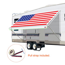 Load image into Gallery viewer, Leaveshade RV Awning Fabric Replacement Camper Trailer Awning Fabric Super Heavy Vinyl Coated Polyester 15&#39;3&#39;&#39;(Fit for 16&#39; Awning)-USA Flag (Custom Looking)
