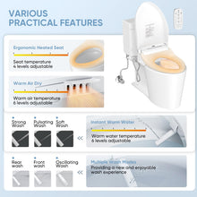 Load image into Gallery viewer, LEIVI Electric Bidet Smart Toilet Seat with Dual Control Mode, Adjustable Warm Water and Air Dryer, Ultra Slim Heated Toilet Seat, Oscillating and Pulsating Spray Wash, LED Nightlight, Elongated
