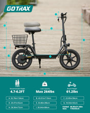 Load image into Gallery viewer, Gotrax FLEX Electric Scooter with Seat for Adult, Max 16-25miles Range, 15.5-20mph Power by 400W-500W Motor, Comfortable 14&quot; Pneumatic Tire and Wider Deck &amp; Height Adujustable Seat with Carry Basket
