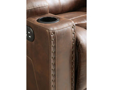 Load image into Gallery viewer, Signature Design by Ashley Owner&#39;s Box Faux Leather Power Reclining Sofa with Adjustable Headrest, Brown
