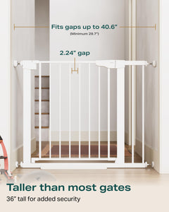 Cumbor 36" Extra Tall Baby Gate for Dogs and Kids with Wide 2-Way Door, 29.7"-40.6" Width, and Auto Close Personal Safety for Babies and Pets, Fits Doorways, Stairs, and Entryways