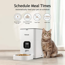 Load image into Gallery viewer, VOLUAS Automatic Cat Feeders - Timed Pet Feeder for Cats and Dogs with Dry Food Dispenser, Desiccant Bag, Programmable Portion Control, 4 Daily Meals, 10s Voice Recorder
