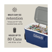 Load image into Gallery viewer, Coleman 316 Series Insulated Portable Cooler with Heavy Duty Wheels, Leak-Proof Wheeled Cooler, 100+ Can Capacity, Ideal for Tailgating, Camping, Beach, Sports and More
