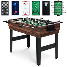 Load image into Gallery viewer, Best Choice Products 2x4ft 10-in-1 Combo Game Table Set for Home, Game Room, Friends &amp; Family w/Hockey, Foosball, Pool, Shuffleboard, Ping Pong, Chess, Checkers, Bowling, and Backgammon - Dark Wood
