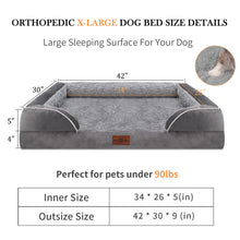 Load image into Gallery viewer, Comfort Expression Waterproof Orthopedic Foam Dog Beds for Extra Large Dogs, XL Dog Bed with Bolster, Washable Dog Bed Sofa Pet Bed with Removable Cover &amp; Non-Slip Bottom(X-large,Grey)
