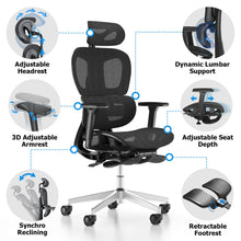 Load image into Gallery viewer, PatioMage Ergonomic Mesh Office Chair with 3D Adjustable Armrest,High Back Desk Computer Chair Ergo3d Ergonomic Office Chair with Wheels for Home &amp; Office Black
