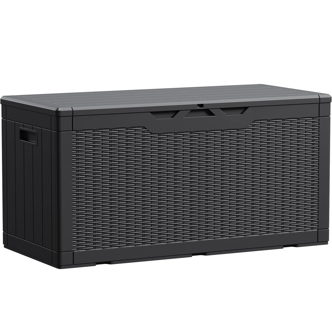 Devoko 100 Gallon Waterproof Large Resin Deck Box Indoor Outdoor Lockable Storage Container for Patio Furniture Cushions Garden Tools (100 Gallon, Black)