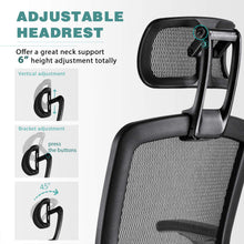 Load image into Gallery viewer, GABRYLLY Ergonomic Mesh Office Chair, High Back Desk Chair - Adjustable Headrest with Flip-Up Arms, Tilt Function, Lumbar Support and PU Wheels, Swivel Computer Task Chair
