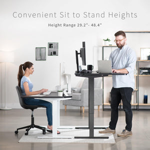 VIVO Electric Height Adjustable L Shaped 58 x 35 inch Corner Standing Desk, Black Reversible Table Top, Black Frame, Workstation with Memory Control Pad, DESK-KIT-1BRB