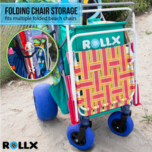 Load image into Gallery viewer, RollX Beach Cart with 4 Balloon Wheels for Sand, Foldable Storage Wagon with Rear 13 Inch Beach Tires, Front 7 Inch Beach Tires (Pump Included) (Seafoam)
