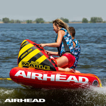 Load image into Gallery viewer, Airhead Big Mable Towable 1-2 Rider Tube for Boating and Water Sports, Heavy Duty Full Nylon Cover with Zipper, EVA Foam Pads, Patented Speed Safety Valve for Inflating &amp; Deflating, Dual Tow Points
