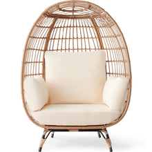 Load image into Gallery viewer, Best Choice Products Wicker Egg Chair, Oversized Indoor Outdoor Lounger for Patio, Backyard, Living Room w/ 4 Cushions, Steel Frame, 440lb Capacity - Ivory
