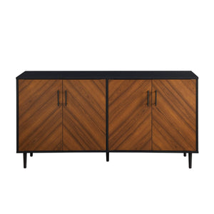 Walker Edison Caye Modern 4 Door Bookmatch Buffet, 58 Inch, Acorn/Black