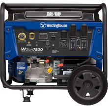 Load image into Gallery viewer, Westinghouse Outdoor Power Equipment 9500 Peak Watt Home Backup Portable Generator, Remote Electric Start with Auto Choke, Transfer Switch Ready 30A Outlet, Gas Powered,Black/Blue
