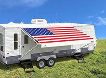 Load image into Gallery viewer, Leaveshade RV Awning Fabric Replacement Camper Trailer Awning Fabric Super Heavy Vinyl Coated Polyester 15&#39;3&#39;&#39;(Fit for 16&#39; Awning)-USA Flag (Custom Looking)
