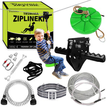 Load image into Gallery viewer, TT TRSMIMA 100 ft /120 ft /150 ft/180ft Zip Line Kit for Kids and Adult Up to 380 lb - Updated Removable Design Trolley and Thickened Seat, Rust Proof W/Safety Harness - Zipline Kits for Backyard
