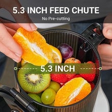 Load image into Gallery viewer, Juicer Machines, AMZCHEF 5.3-Inch Self-Feeding Masticating Juicer Fit Whole Fruits &amp; Vegetables, Cold Press Electric Juicer Machines with High Juice Yield, Easy Cleaning, BPA Free, 250W-Grey
