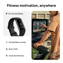 Load image into Gallery viewer, Fitbit Charge 6 Fitness Tracker with Google apps, Heart Rate on Exercise Equipment, 6-Months Premium Membership Included, GPS, Health Tools and More, Obsidian/Black, One Size (S &amp; L Bands Included)
