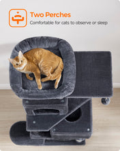 Load image into Gallery viewer, Feandrea Cat Tree, 61-Inch Cat Tower for Indoor Cats, Plush Multi-Level Cat Condo with 5 Scratching Posts, 2 Perches, 2 Caves, Hammock, 2 Pompoms, Smoky Gray UPCT192G01
