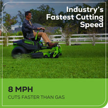 Load image into Gallery viewer, Greenworks 60V 42” Cordless Electric CrossoverZ Zero Turn Riding Mower, (4) 8.0Ah Batteries and (2) Dual Port Turbo Chargers
