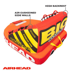 Airhead Big Mable Towable 1-2 Rider Tube for Boating and Water Sports, Heavy Duty Full Nylon Cover with Zipper, EVA Foam Pads, Patented Speed Safety Valve for Inflating & Deflating, Dual Tow Points