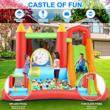 Load image into Gallery viewer, HYPOAI Bounce House,Inflatable Bounce Castle with Blower for Kids 3-12,Outdoor/Indoor Bouncy House Water Park for Backyard with Splash Slide,Climbing Wall,Ball Pit,Jumping Area (146&quot; x 103&quot; x 73&quot;)
