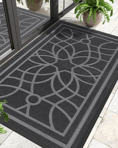 DEXI Front Door Mat, Welcome Mat Heavy Duty Non Slip Low Profile Outside Doormat for Entryway, Patio, Garage, High Traffic Areas, 48"X72", Grey