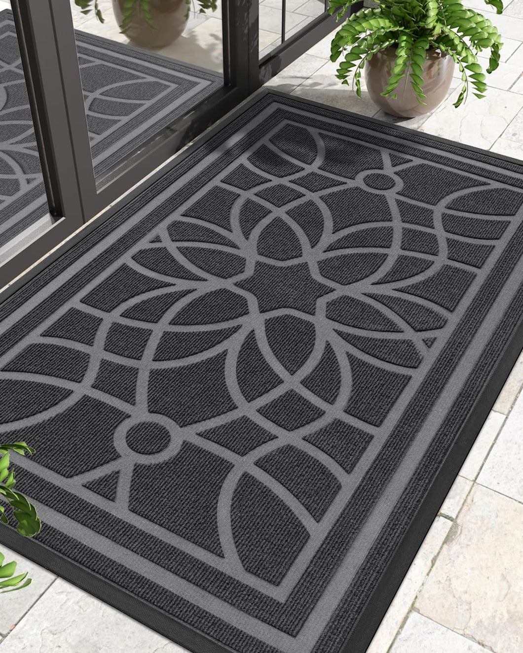 DEXI Front Door Mat, Welcome Mat Heavy Duty Non Slip Low Profile Outside Doormat for Entryway, Patio, Garage, High Traffic Areas, 48