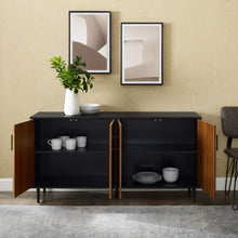 Load image into Gallery viewer, Walker Edison Caye Modern 4 Door Bookmatch Buffet, 58 Inch, Acorn/Black
