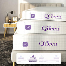 Load image into Gallery viewer, NapQueen 8 Inch Queen Size Mattress, Bamboo Charcoal Memory Foam Mattress, Bed in a Box, White
