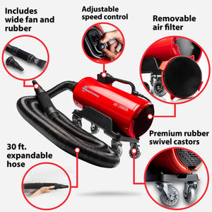 Adam's Air Cannon Car Dryer Blower - Powerful Detailing Wash | Filtered Dryers, Blowers & Blades Safer Than Microfiber Towel Cloth