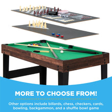 Load image into Gallery viewer, Best Choice Products 2x4ft 10-in-1 Combo Game Table Set for Home, Game Room, Friends &amp; Family w/Hockey, Foosball, Pool, Shuffleboard, Ping Pong, Chess, Checkers, Bowling, and Backgammon - Dark Wood
