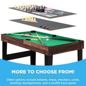 Best Choice Products 2x4ft 10-in-1 Combo Game Table Set for Home, Game Room, Friends & Family w/Hockey, Foosball, Pool, Shuffleboard, Ping Pong, Chess, Checkers, Bowling, and Backgammon - Dark Wood