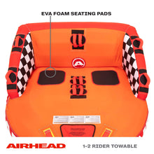 Load image into Gallery viewer, Airhead Big Mable Towable 1-2 Rider Tube for Boating and Water Sports, Heavy Duty Full Nylon Cover with Zipper, EVA Foam Pads, Patented Speed Safety Valve for Inflating &amp; Deflating, Dual Tow Points
