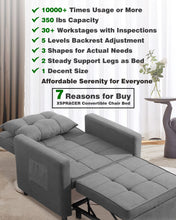 Load image into Gallery viewer, XSPRACER [UPDATED] Convertible Chair Bed, Sleeper Chair Bed 3 in 1, Stepless Adjustable Backrest, Armchair, Sofa, Bed, Fleece, Dark Gray, Single One
