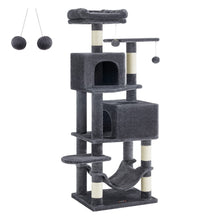 Load image into Gallery viewer, Feandrea Cat Tree, 61-Inch Cat Tower for Indoor Cats, Plush Multi-Level Cat Condo with 5 Scratching Posts, 2 Perches, 2 Caves, Hammock, 2 Pompoms, Smoky Gray UPCT192G01
