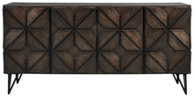 Load image into Gallery viewer, Signature Design by Ashley Chasinfield Urban Geometric Design TV Stand Fits TVs up to 70&quot;, 4 Cabinet Doors and 3 Adjustable Storage Shelves, Dark Brown
