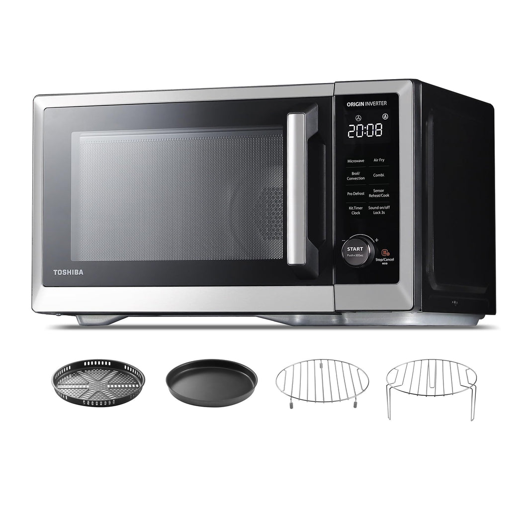 TOSHIBA Countertop Microwave Oven Air Fryer Combo, Inverter, Convection, Broil, Speedy Combi, Even Defrost, Humidity Sensor, Mute Function, 27 Auto Menus, 1.0 cu.ft, 1000W, Stainless Steel